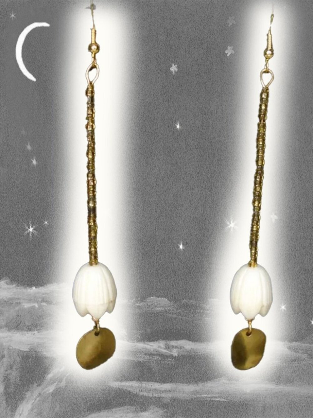 Long Dangle Earrings One of a Kind Made with Vintage - Fairycore Grunge